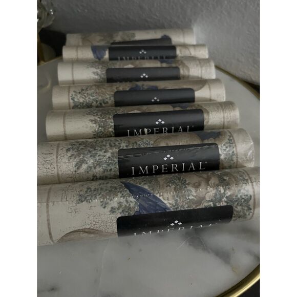 Vintage Imperial Wall Border Blue Wing Cherubs Crackle Plaster Stone Print 7 Pkg - Picture 1 of 4